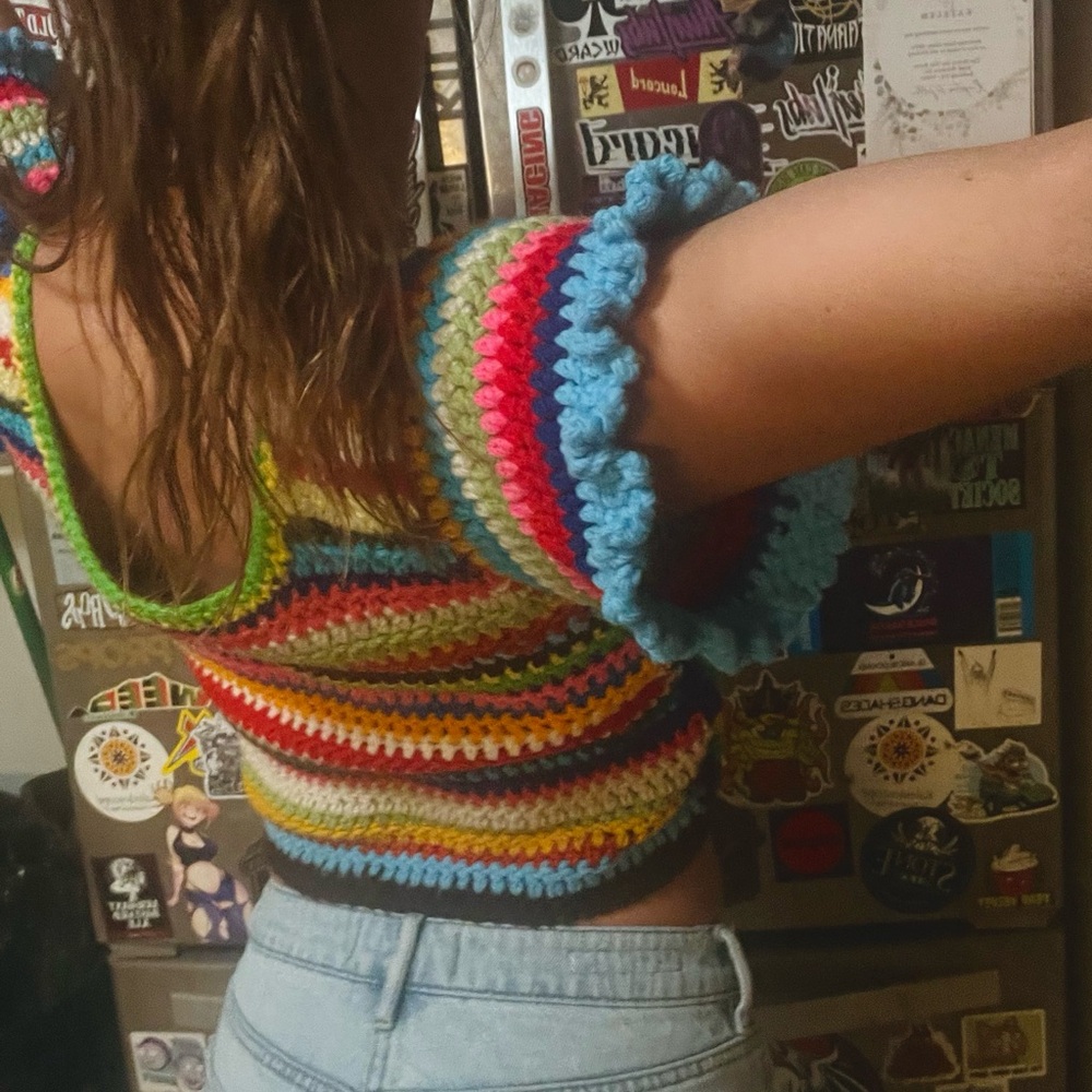 Dope ass crocheted shirt. Vintage AF, not as scratchy as it looks, you like.